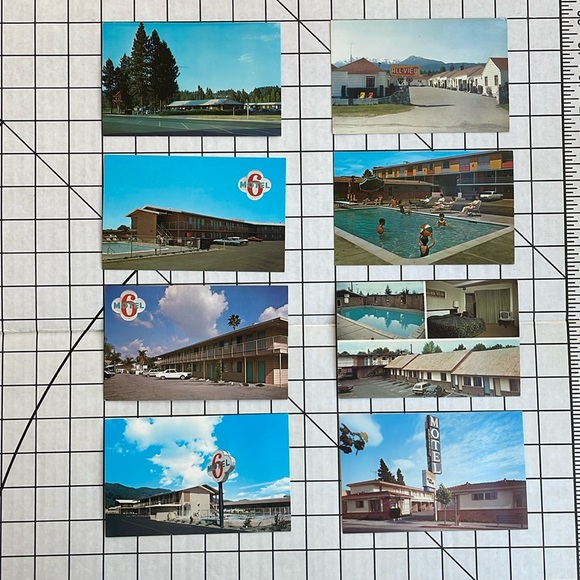Lot (6) vintage postcards, motels PNW, Motel 6, All-View, Flagstone Motel - Picture 1 of 9